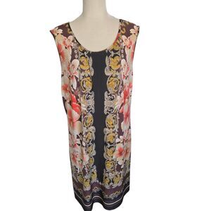 Mlle Gabrielle Dress Women's Size XXL floral Print Stretched Midi Shift black